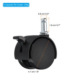 PATIKIL 1.5 Inch Swivel Casters, 10 Pack Nylon 360 Degree Universal Circlip Swivel Stem Wheels with Brake for Chair Furniture Replacement, Black