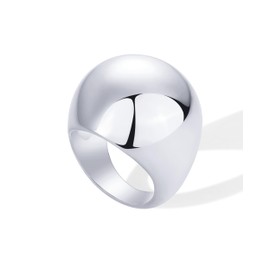 PAVOI Rhodium Plated Chunky Domed Statement Ring for Women | Lightweight Trendy Sphere Rings | Statement Jewelry | Size 8, White Gold, No Gemstone