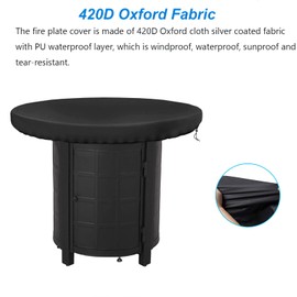 PEESHON Fire Plate Cover, Cover for Fire Plate Grill, Waterproof, Anti-UV 420D Grill Plate Protective Cover, Round Black Water Resistance Cover (100 cm)