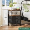 Huuger Nightstand with Charging Station, Side Table with Fabric Drawers,