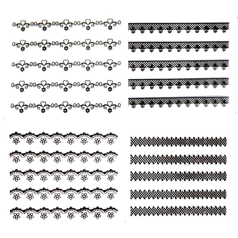 New8Beauty Nail Art Stickers Decals Series 11B (30-Pack) - Black