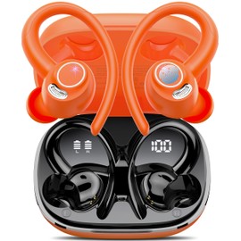 Wireless Earbuds Bluetooth 5.3 Headphones Sport, 2025 Wireless Earphones with Earhooks, HiFi Stereo Deep Bass with ENC Mic, 40H Dual LED Display, IPX7 Waterproof Ear Bud for Small Ear Running/Workout