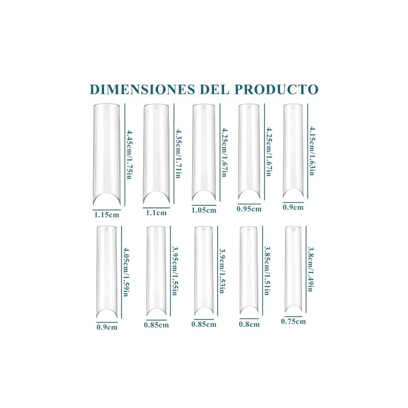 Nivofu 200Pcs Puntas de Uñas Postizas Curvadas en C Largas,
