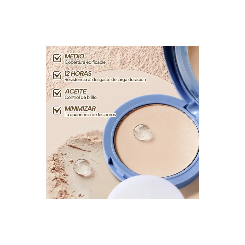 Base Maquillaje Polvo Compacto Fijador Matte 2pcs