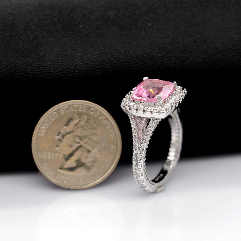 Uloveido Charm Sparky Square Pink Cubic Zirconia Wedding Ring for