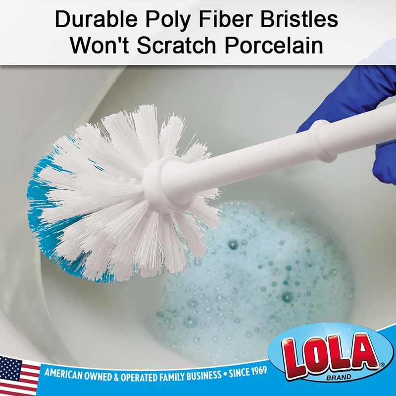 LOLA Toilet Brush and Holder Set, Classic Version, Durable Bristles