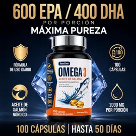 Omega 3 Aceite de Salmón con EPA y DHA, 100 Cápsulas