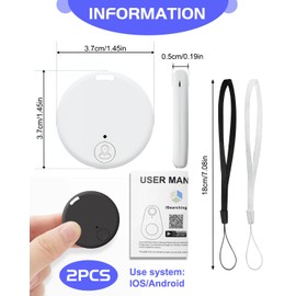 GPS-Tracker 2 Stück Smart Air Tracker Tag kompatibel mit iOS und Android, Schlüsselanhänger GPS Android für Koffer/Katzen/Tasche/Kinder/Hunde, tragbarer Tracker mit akustischem Alarm
