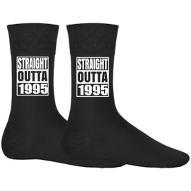 DCG PRINTWEAR Born in 1995 Milestone Socks – Black Funny Gift for 30th Birthday – Gag Socks for Men or Women