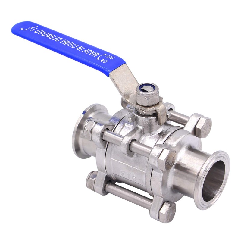 DERNORD 1.5" Sanitary Ball Valve Fits 1.5" Tri-Clamp Clover Stainless
