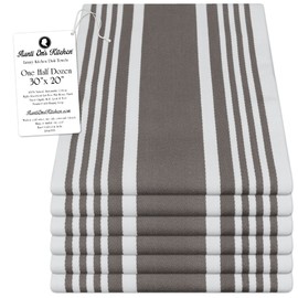 Aunti Em's Kitchen Designer Hand and Kitchen Dish Towels Woven from 100% Responsibly-Farmed, Thick, Luxurious Cotton, Oversized 20 x 30 inches, One Half Dozen, Platinum Stripe