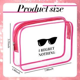 10 Pieces Hangover Party Favor Bags Bachelorette PVC Bag with Zipper Handles I Regret Nothing Bags Waterproof Hangover Storage Supplies Bag for Bachelorette Party Favors, Weddings (Rose Red)