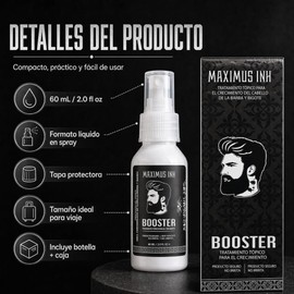 Maximus Tónico para Barba Tupida y Cabello Tratamiento Anticaída Concentrado al 20% Rellena Huecos y Aumenta Densidad Loción para Crecimiento Acelerado 60 ml