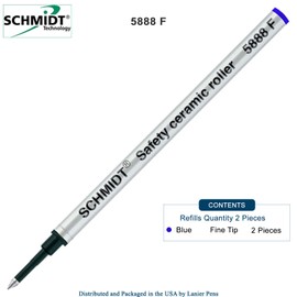 2 Pack - Blue Fine Schmidt 5888 Rollerball Metal Refill
