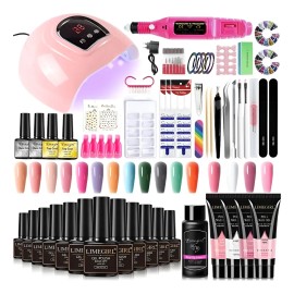 Kit De Lámpara Uva Gel 54 W, 12 Esmaltes Y 4 Poligeles, Kit