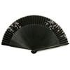 Hana-Kanzashi Women's Silk Fan, Cherry Blossom Pattern, Black, Lady’s Length,