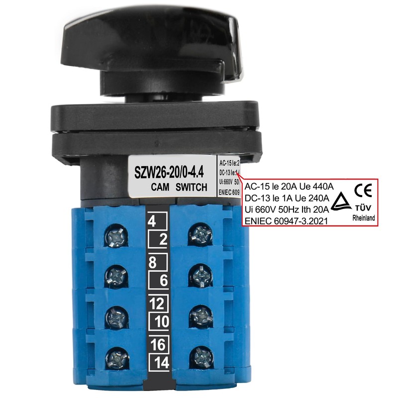 Heschen Universal Rotary Cam Selector Changeover Switch SZW26-20/0-4.4 660V 20A