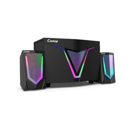 cinnkeyi 2.1 USB-Powered Computer Speaker with Subwoofer,Computer Speakers with 9'' subwoofer-Dual 4.7'' mid-Treble Full-Range Satellites for PC,Speaker with Dynamic RGB,Up to 16W, 3.5mm Inputs