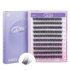 GAQQI Lash Clusters, Eyelash Clusters DIY Lash Extensions D Curl Cluster Lashes 120PCS 14MM Only, Natural and Wispy Individual Lash Wisps (GQ03,14mm,D Curl)