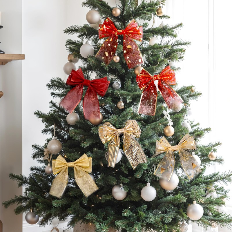 joycraft 6 Rolls Christmas Ribbon Wired, 30Yds Christmas Gift Wrapping