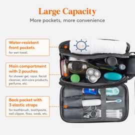 Lifewit Toiletry Bag for Men, Large Travel Shaving Dopp Kit with Double Zippers, Water-Resistant Bathroom & Travel Organizer for Full Size Toiletries and Shaving Accessories, Medium, Grey