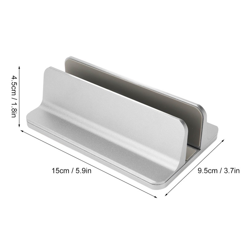 Vertical Laptop Stand Grey Regulable Base 3D Curved Appearance Bottom