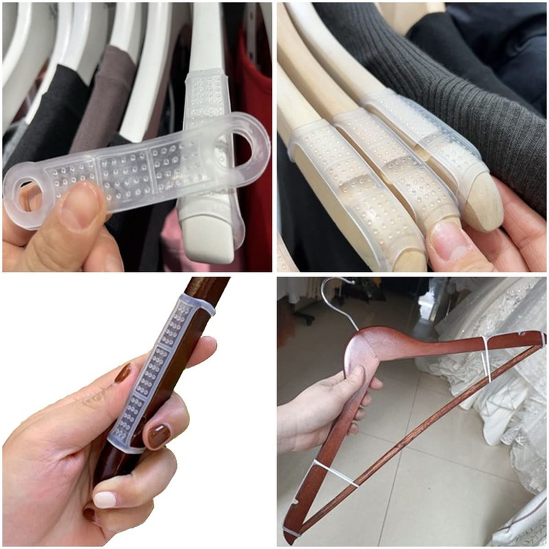 Clothing Hanger Strips ITROLLE 50PCS Clear Non-Slip Rubber Clothing Hanger