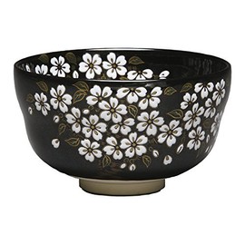 Hideka Miyachi Eikou Matcha Bowl, Black, Size: Diameter 4.7 x Height 2.8 inches (12 x 7 cm), Kurosei Sakura, Comes in a Cosmetic Box
