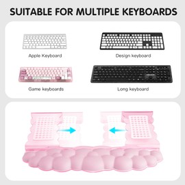 Ergonomic Keyboard Wrist Rest,Adjustable Tilt Stand Combo,Pink Acrylic Cloud Comfort Wrist Support, Customizable Width Riser for Home,Office Desk - Portable Comfortable Typing (Pink)