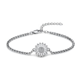 zeqingjw Sunflower Urn Bracelet for Ashes for Women Cremation Charm Bracelets for Women Link Memorial Keepsake Bangle for Human Pet Ashes