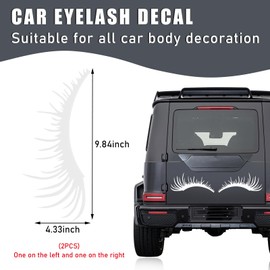 Dickno 2 PCS Car Headlight Eyelash Stickers, Cute Fake Eyelash Bumper Window Decal, Waterproof Auto Body Sticker, Universal Vehicle Exterior Decoration Accessories for Car SUV Truck (White)