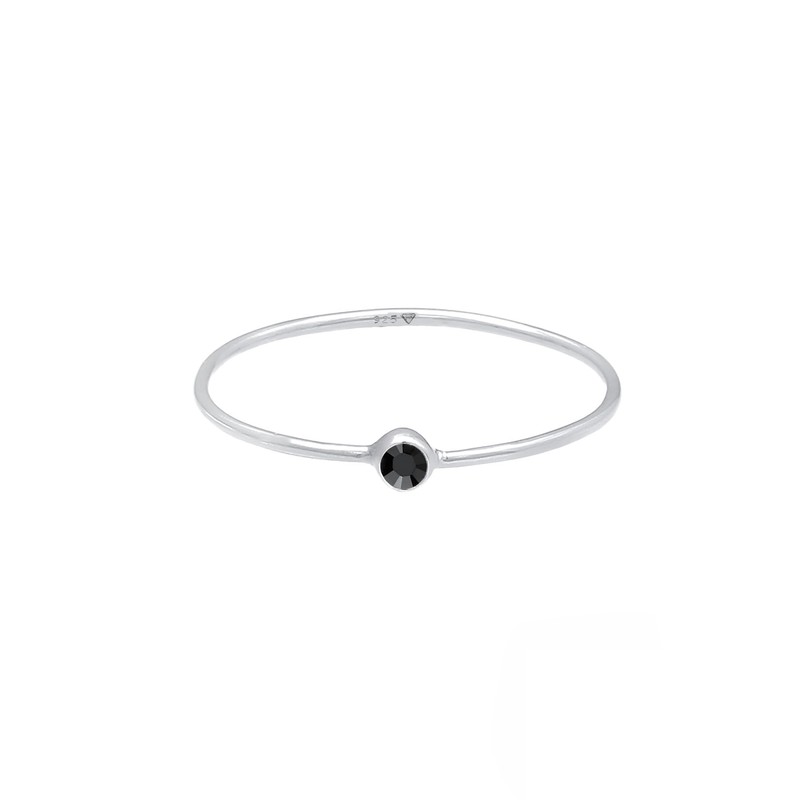 Elli Women's Stacking Ring Elegant Simple with Crystal, 48, Silver,
