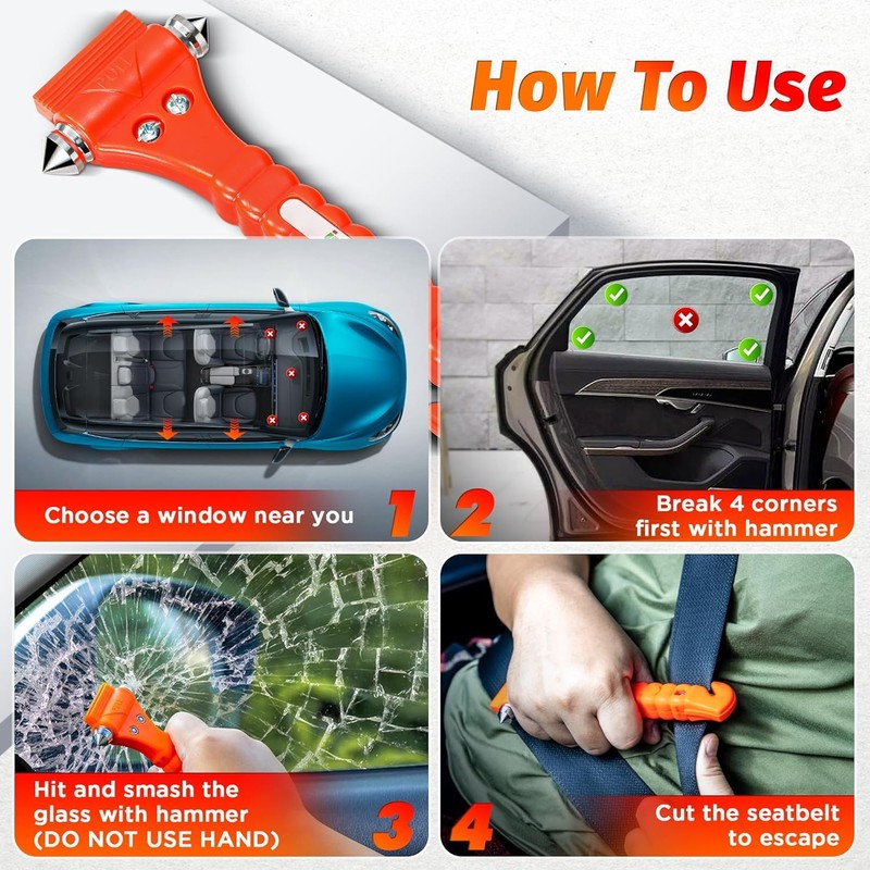 ipow [2 Pack] Car Emergency Escape Window Break Hammer Safety