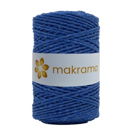 MAKRAMA Cuerda de Algodón 2mm Macramé 200 Metros 500gr Colores (Azul Cobalto)