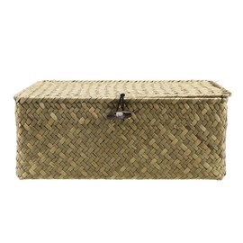 Outanaya 3pcs Natural Seaweed Woven Storage Basket Hand-woven Debris Organizer s for Home Office Decor Stylish Desktop Storage