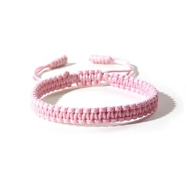 POYAMUSE Handmade Adjustable Braided Bracelet for Women Men – Bohemian Cotton Knitted Rope Anklet, Braided Anklets for Women Summer Trip-pink