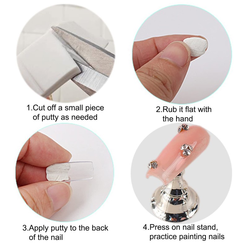 ZOQINI 2Set Acrylic Nail Stands with 42pcs Reusable Putty Metal