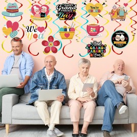 Janinka 36 Pcs Happy Grandparents Day Decorations 36pcs Grandparents Day Hanging Swirls Decorations Grandpa and Grandma Party Decors Supplies Grandpa and Grandma Ever Party