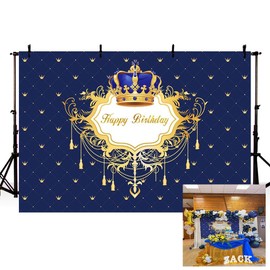 MEHOFOTO Photo Background Blue Little Prince Boy Happy Birthday Royal Celebration Backdrops for Photography 7x5ft