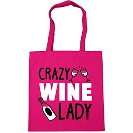Hippowarehouse Crazy Wine Lady Tote Shopping Gym Beach Bag 42cm x38cm, 10 litres