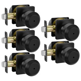 Haidms 5 Pack Black Door Knobs, Interior Door knobs, Privacy Door Knob for Bedroom or Bathroom, Matte Black Door Knobs