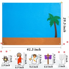 WATINC 42Pcs Nativity Baby Jesus Birth Felt Story Board Set Christmas Storytelling Party Supplies Xmas He is Risen Jesus Crucifixion Resurrection Early Learning Play Kit for Toddlers Kids