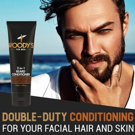 Woody's 2-in-1 Men Beard Conditioner, Beard Wash, Moisturize, Softens & Conditions Dry Flaky Beards, Enriched With Botanical Extracts and Essential Oils - 4 Fl Oz, 2 Pack