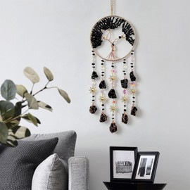 Large Black Dream Catchers Crystal Tree of Life Dreamcatcher Obsidian Decor