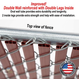 Fence Source Double-Double Bottom Locking Privacy Fence Slat (9 Colors) Double Wall Reinforced with Two Legs Inside - Made for a 4’ high Chain Link Fence (4 ft, Redwood)