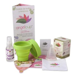 Paquete Copa Cristalvaso Esterilizadorgel Neutro Angelcup Color Cristal Grande  Vaso Verde  Gel Bolsillo                                              