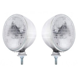 United Pacific A5022SB Dietz Style Headlight, LH and RH, 7", Round, Chrome Housing, 6014 Bulb