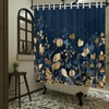 LeAquaNook Navy Blue Shower Curtain Dark Blue and Gold Leaf
