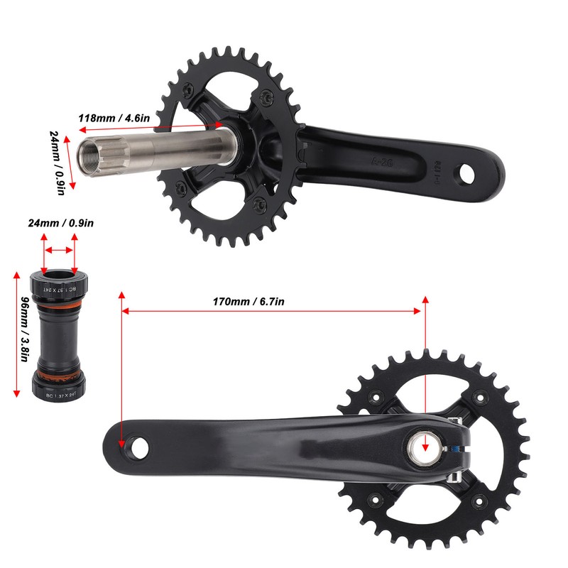 Bike Crank Arm Set Hollow Integrated Single Disc Aluminum Alloy