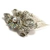 Medium Decorative Hair Comb Rhinestone Crystal Rose Simulated Pearl Bridal